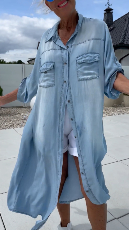 Women's Lapel Comfortable Thin Denim Casual Dress