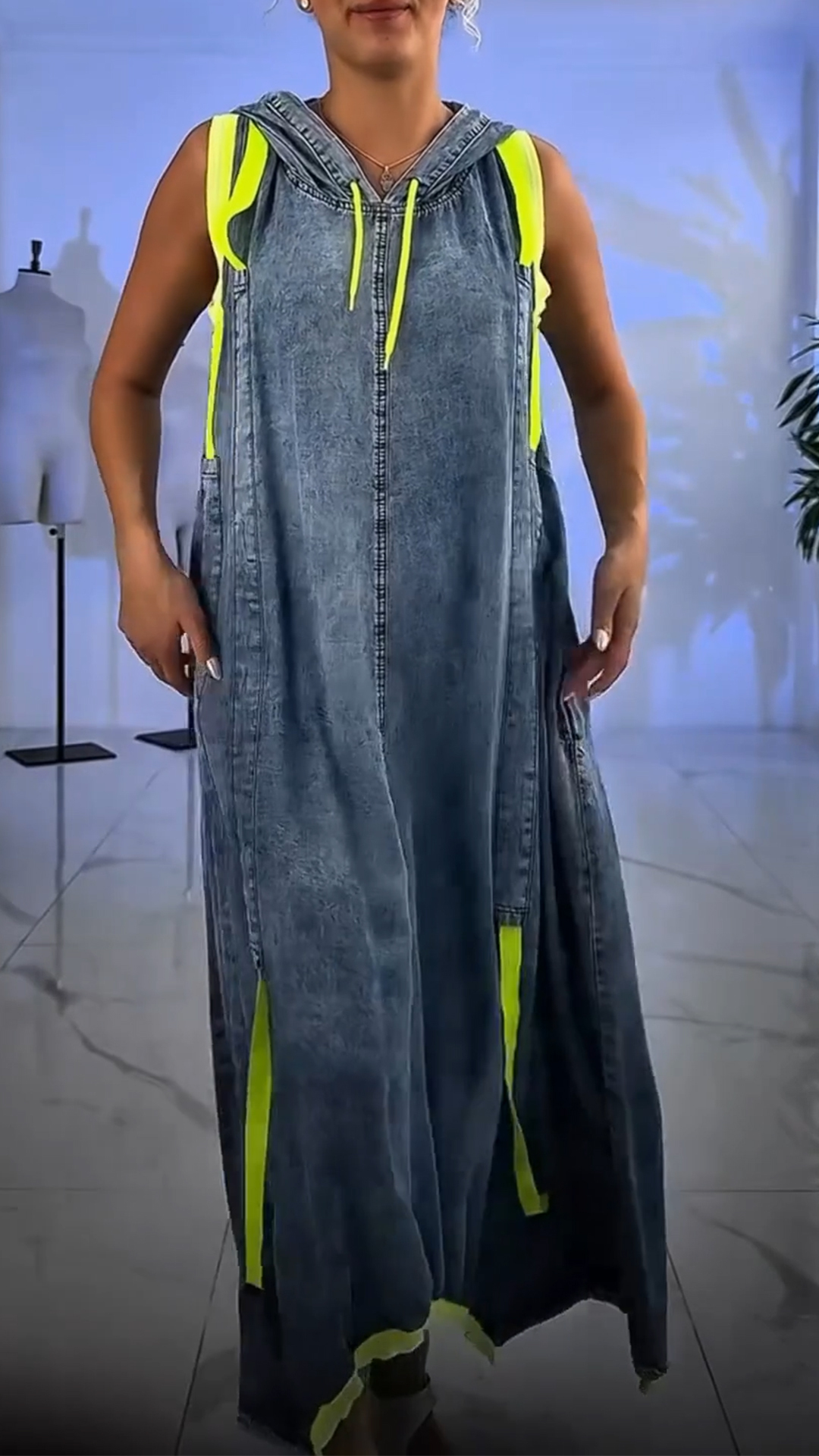 Ladies' Round Neck with Hat Splicing Casual and Loose Fit Dress