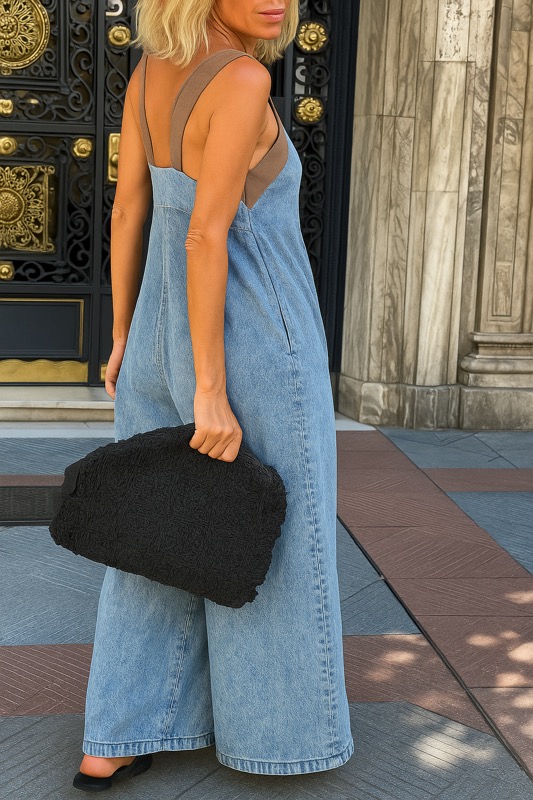 Ladies' Cross Tie Casual Loose Jumpsuit