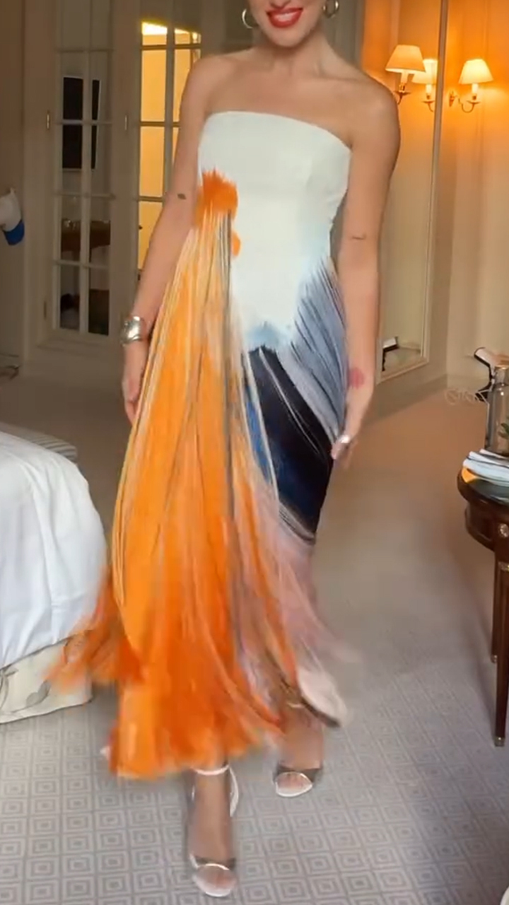 Women's Tube Top Tassel Elegant Dress