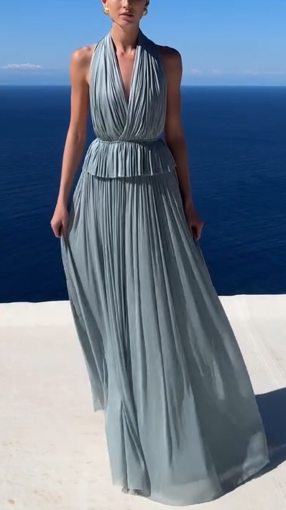 Ladies' Neck Hanging Hollow Top+ Skirt Elegant Temperament Set