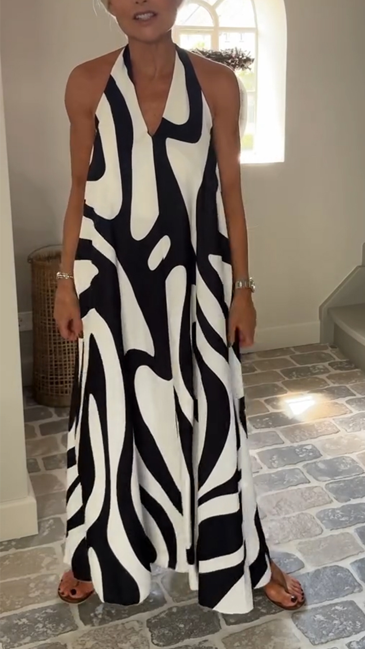 Ladies' Neck Hanging Hollow Lines Loose Casual Dress