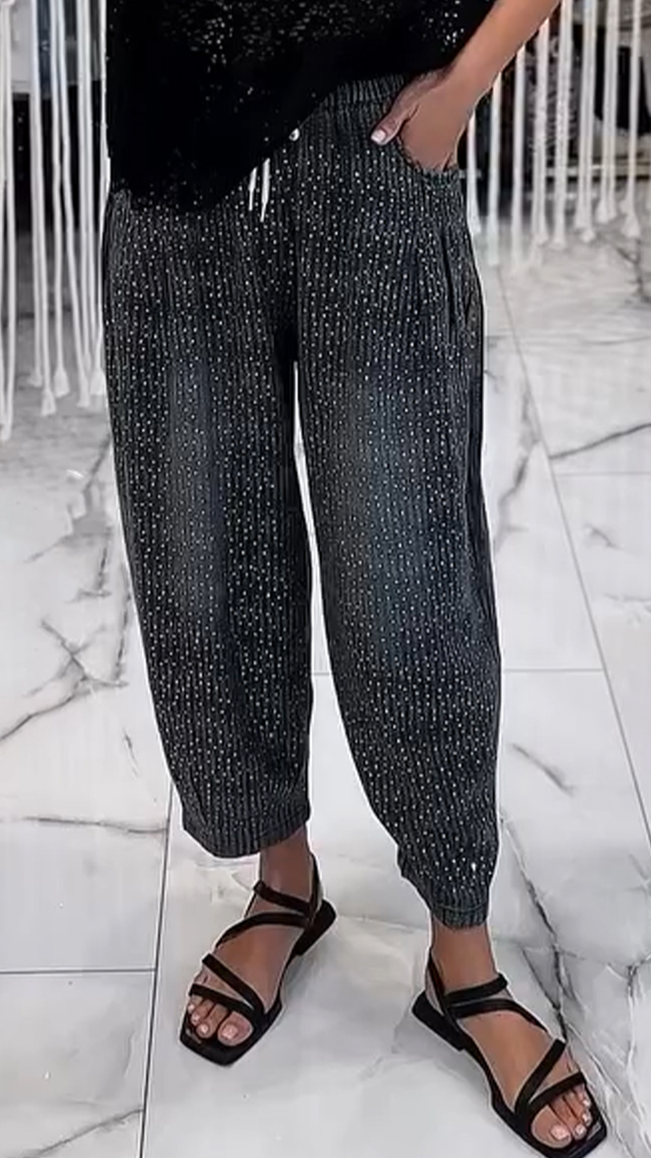 Ladies' Hot Stamping Splicing Casual Pants