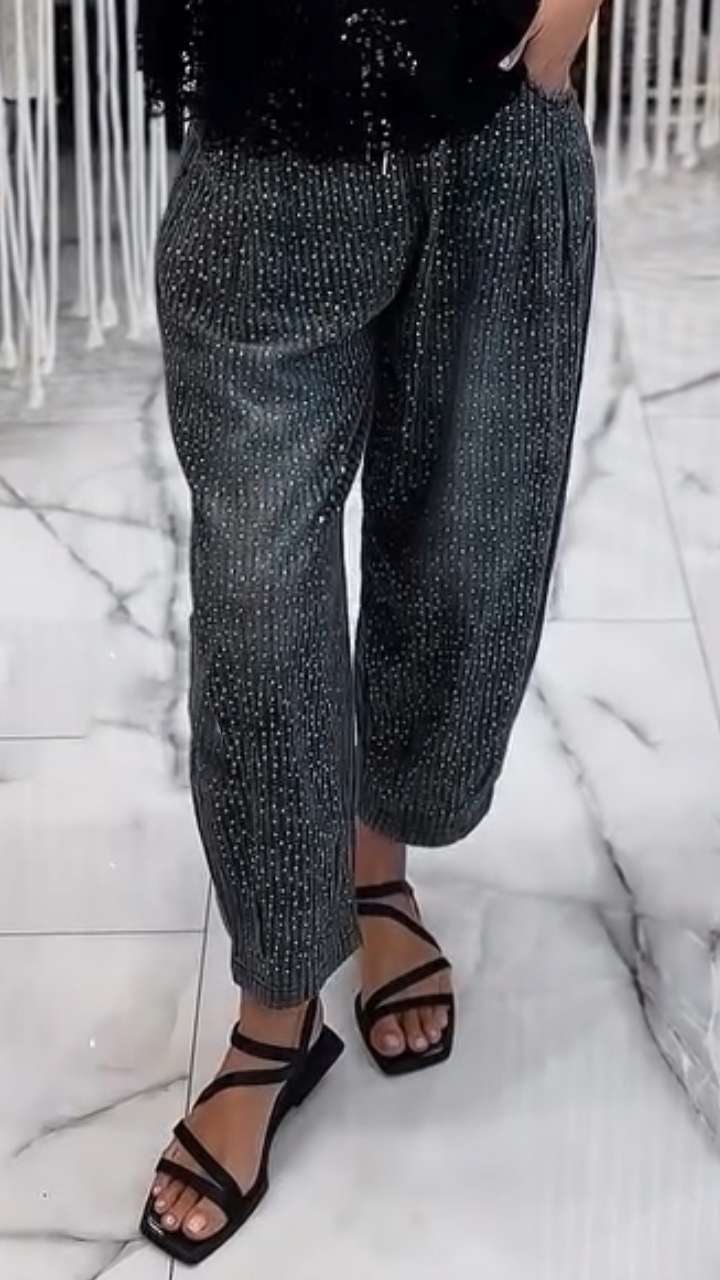 Ladies' Hot Stamping Splicing Casual Pants