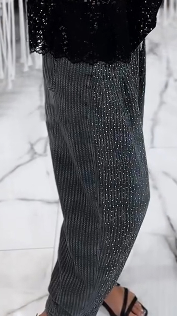 Ladies' Hot Stamping Splicing Casual Pants