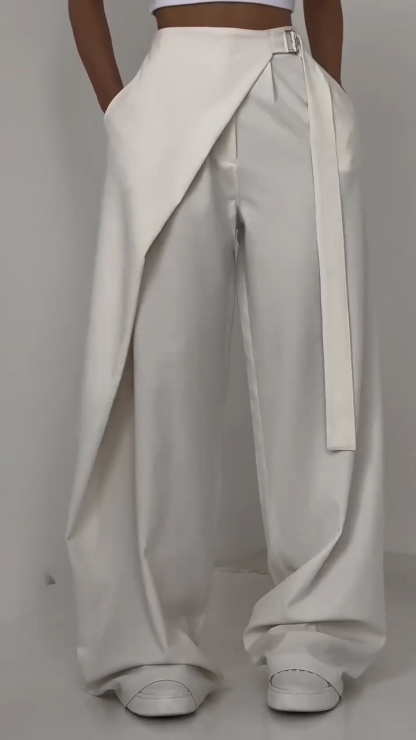 Ladies' Spliced Fake Two Casual Pants