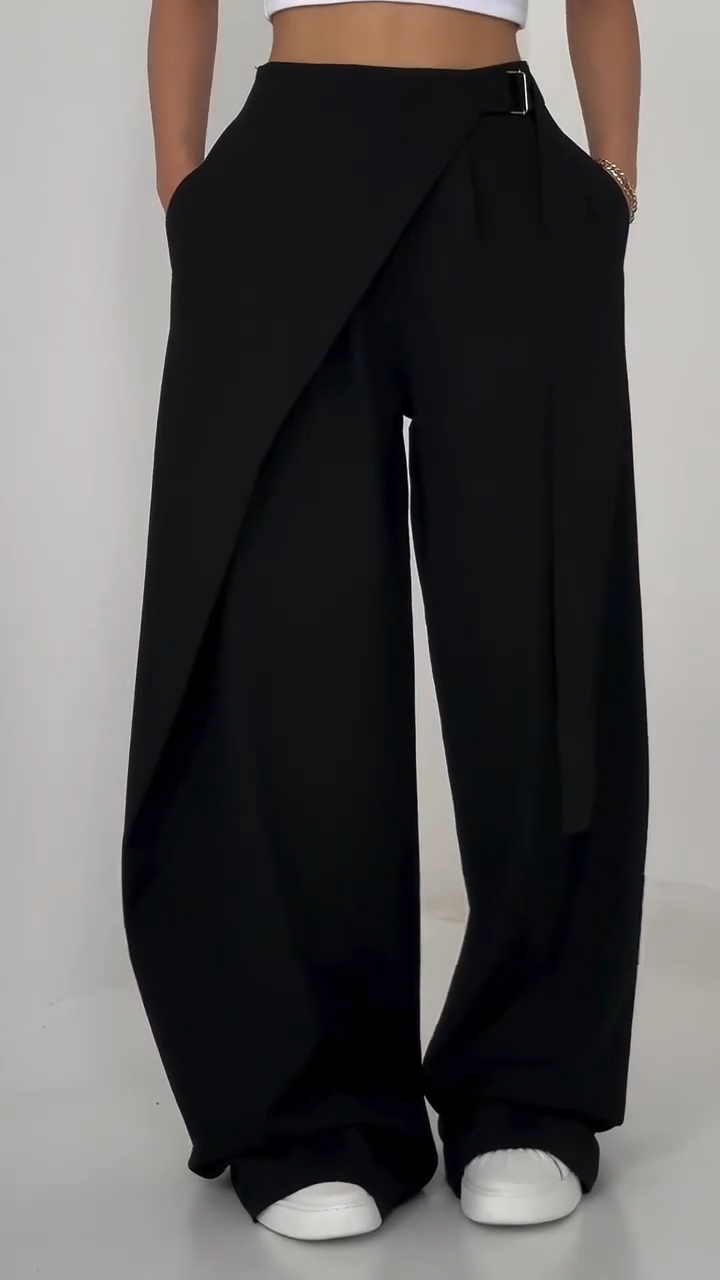 Ladies' Spliced Fake Two Casual Pants