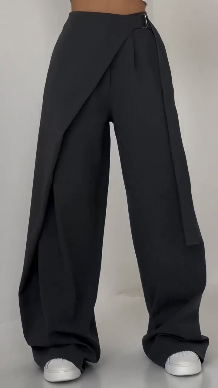 Ladies' Spliced Fake Two Casual Pants