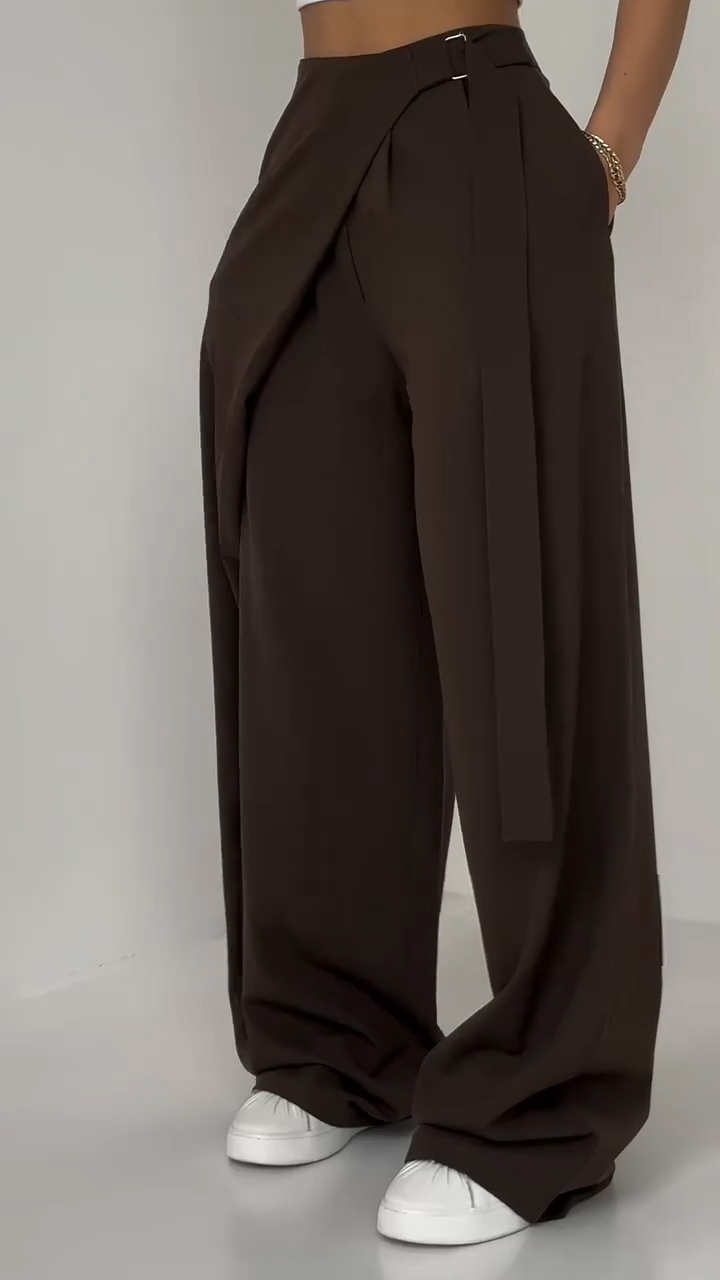 Ladies' Spliced Fake Two Casual Pants