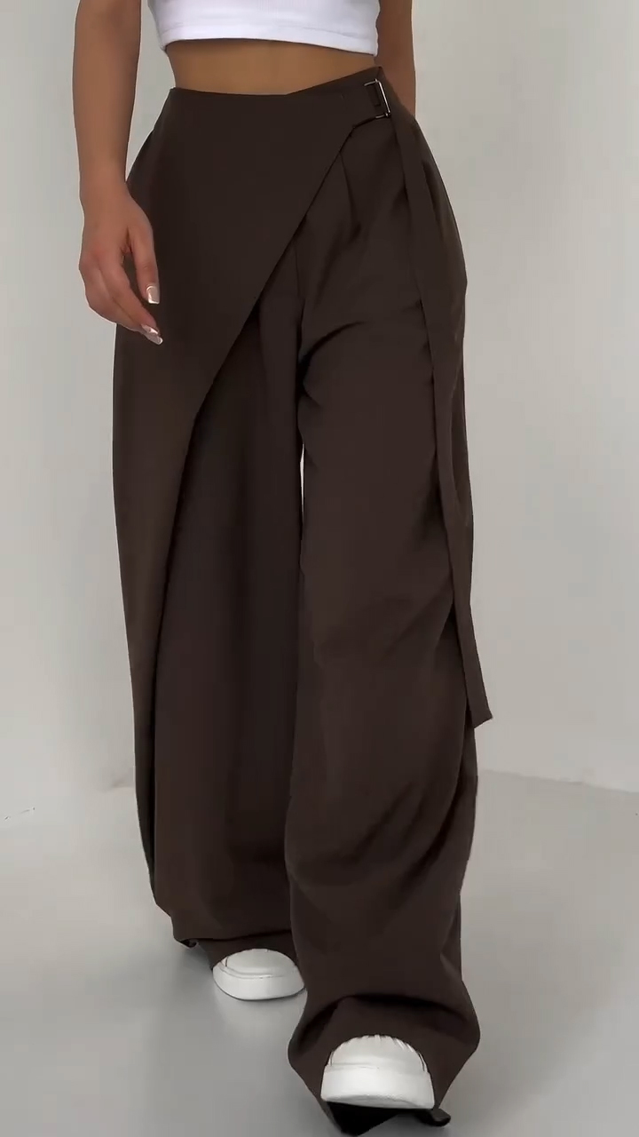 Ladies' Spliced Fake Two Casual Pants