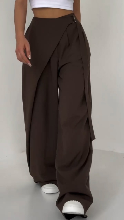 Ladies' Spliced Fake Two Casual Pants