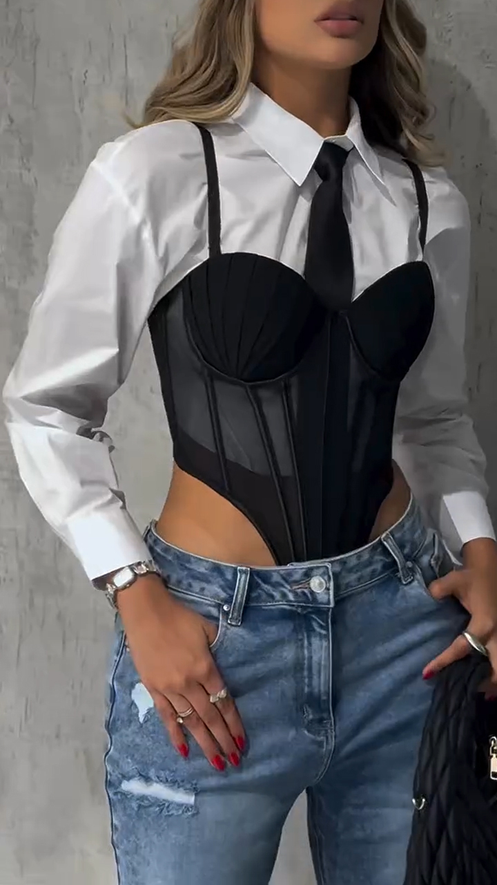 Women Camisole Jumpsuit+ Shirt Casual Set