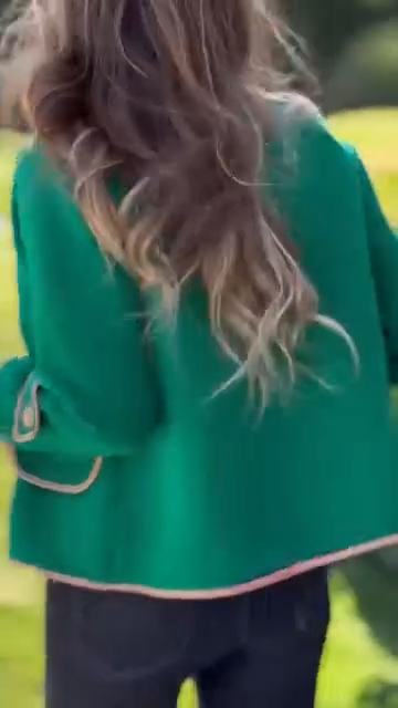 Ladies Round Neck Breasted Casual Jacket