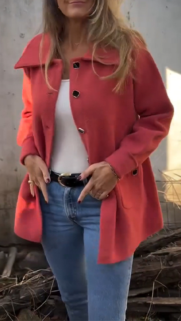 Ladies Lapel Breasted Casual Jacket