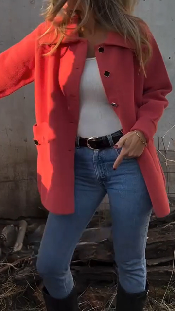 Ladies Lapel Breasted Casual Jacket