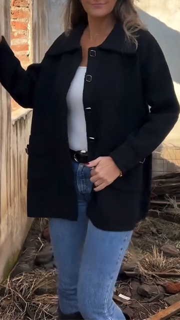 Ladies Lapel Breasted Casual Jacket