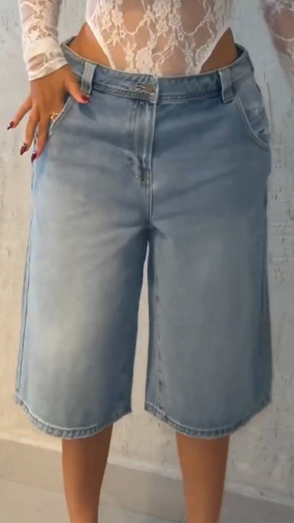 Ladies Washing Water Casual Seven Quarter Jeans