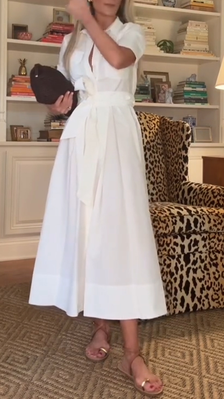 Ladies Collar Solid Color Elegant Temperament Dress