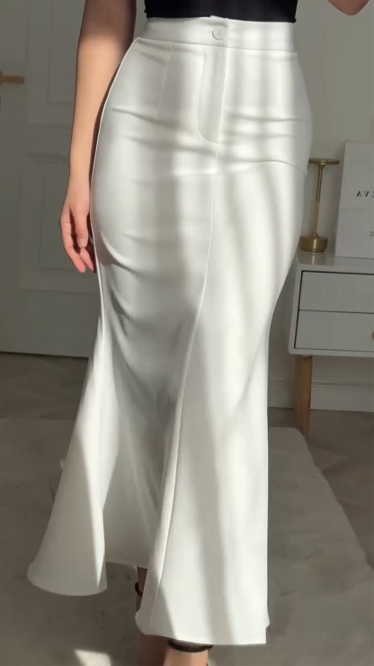 Ladies Solid Color Temperament Casual Skirt