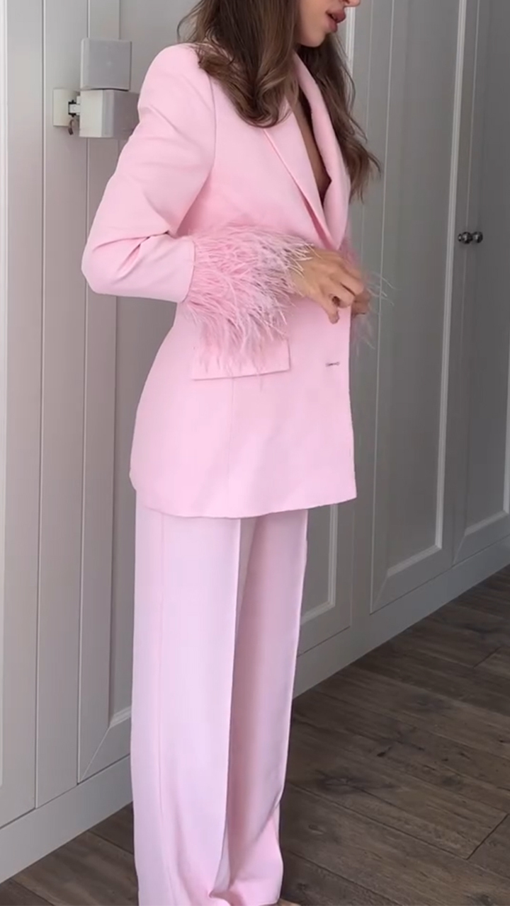 Ladies Collar and Cuff Tassel Design Solid Color Temperament Set