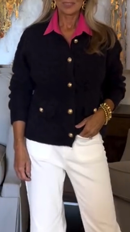 Women Collar Vest+ Knitted Sweater Cardigan Casual Set