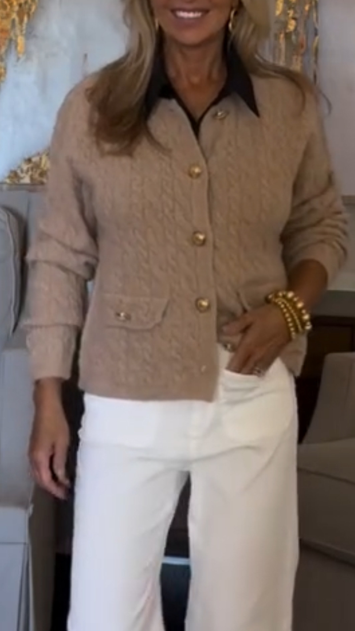 Women Collar Vest+ Knitted Sweater Cardigan Casual Set