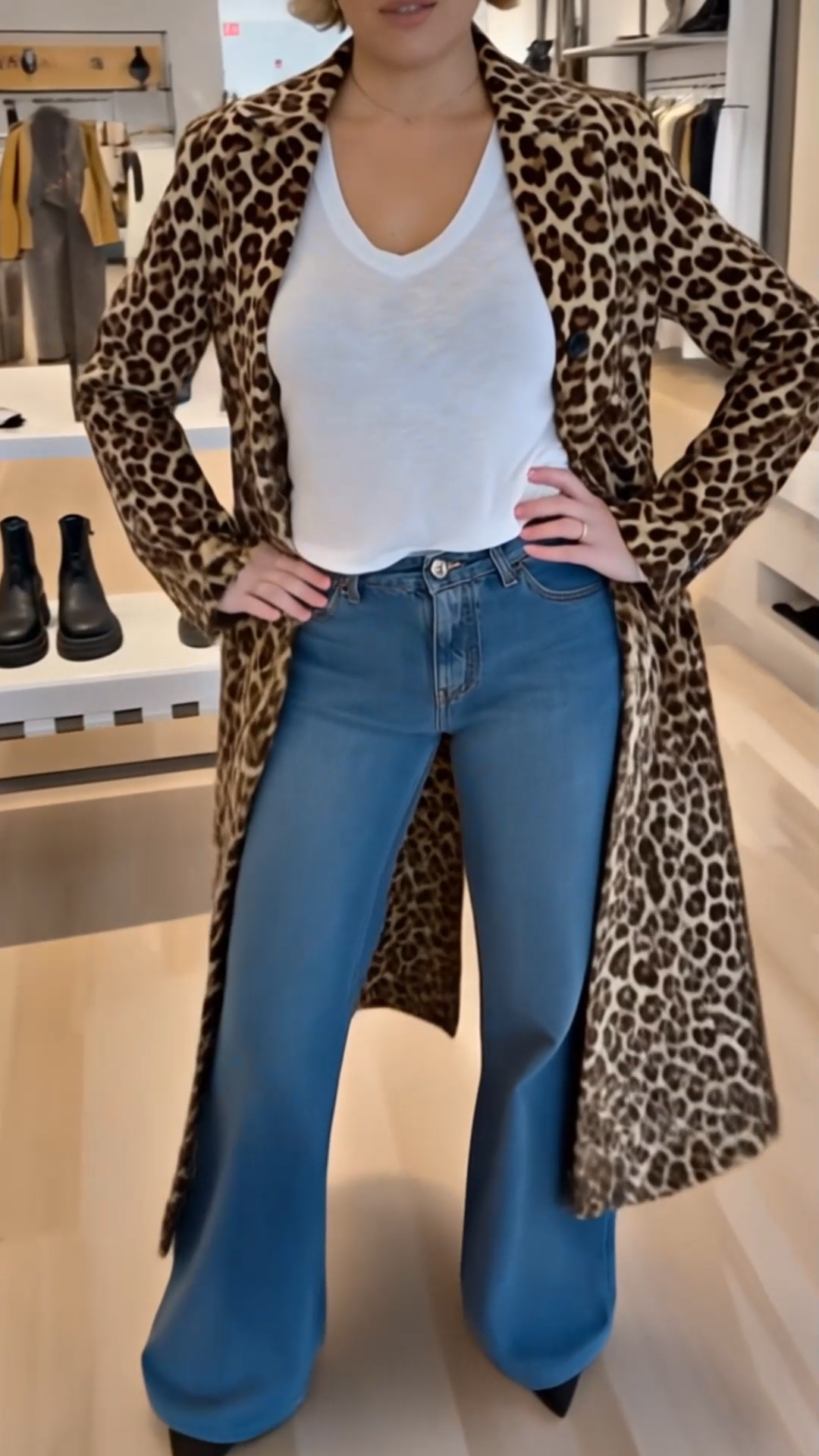 Women Lapel Leopard Print Casual Windbreaker