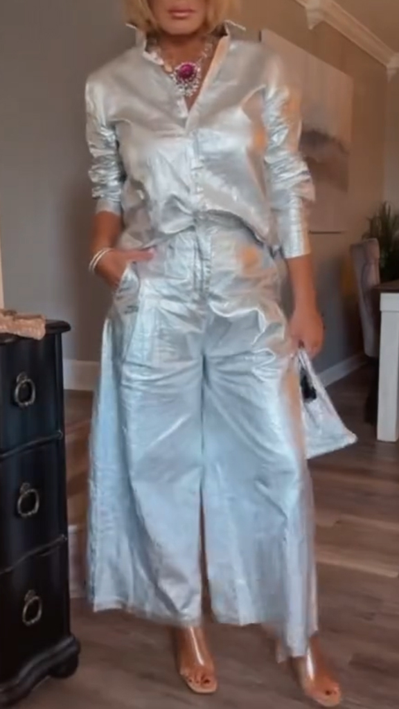 Women Lapel Solid Color Casual Set