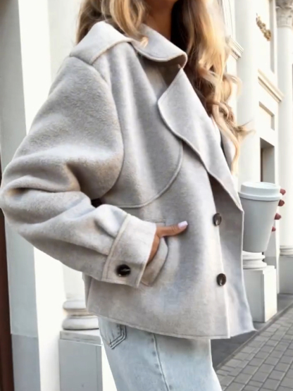 Womens Lapel Double-breasted Casual Jacket