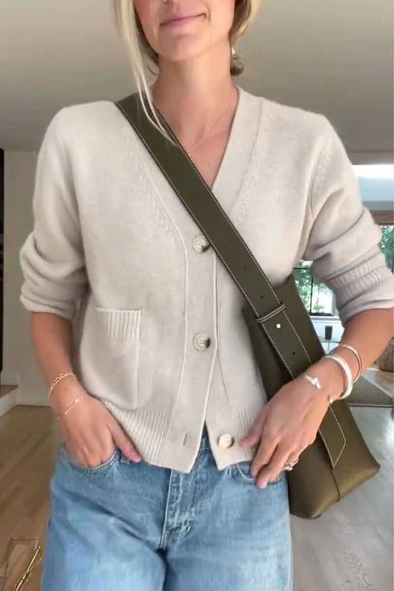 Women V-neck Knitted Casual Top