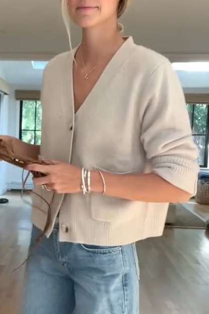 Women V-neck Knitted Casual Top