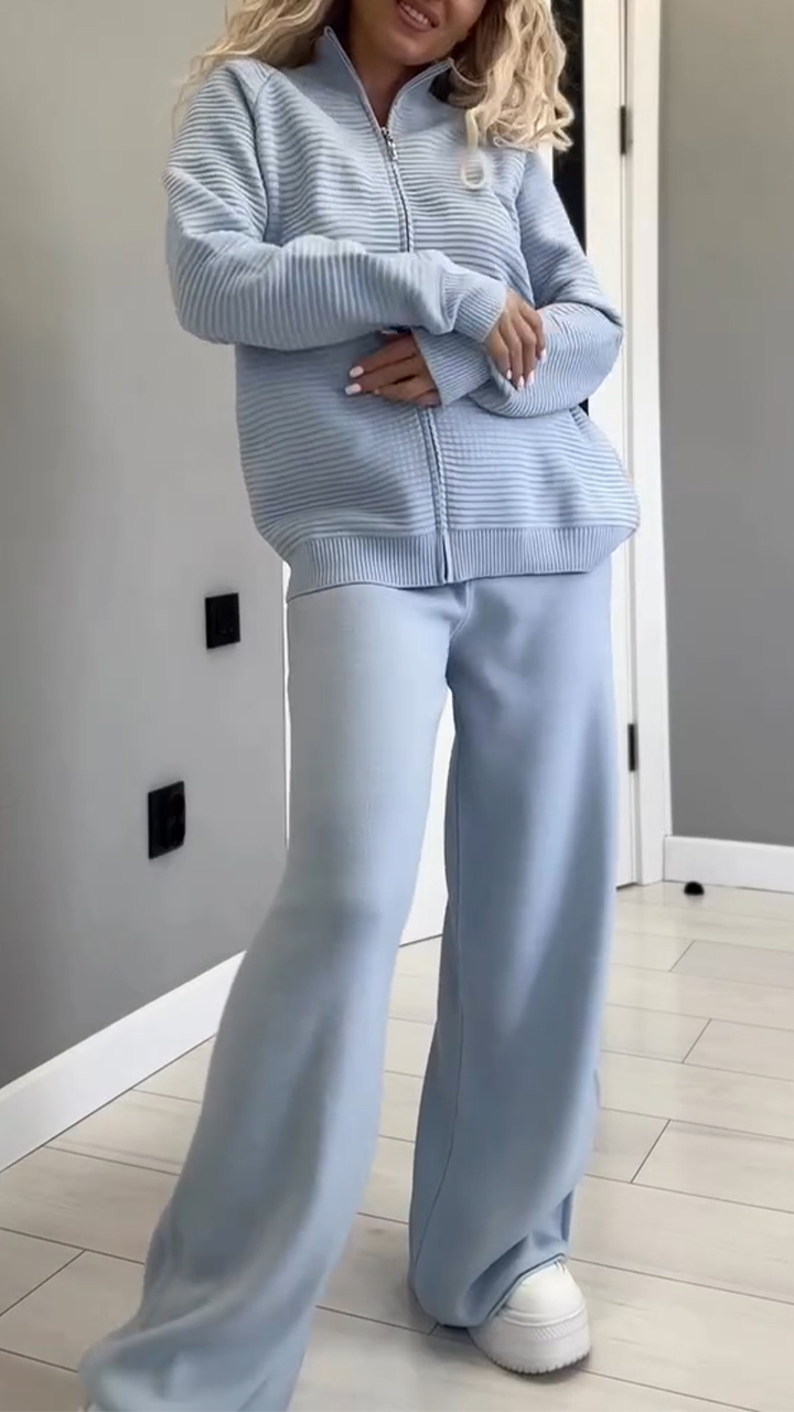 Women Solid Color Loose Casual Suit