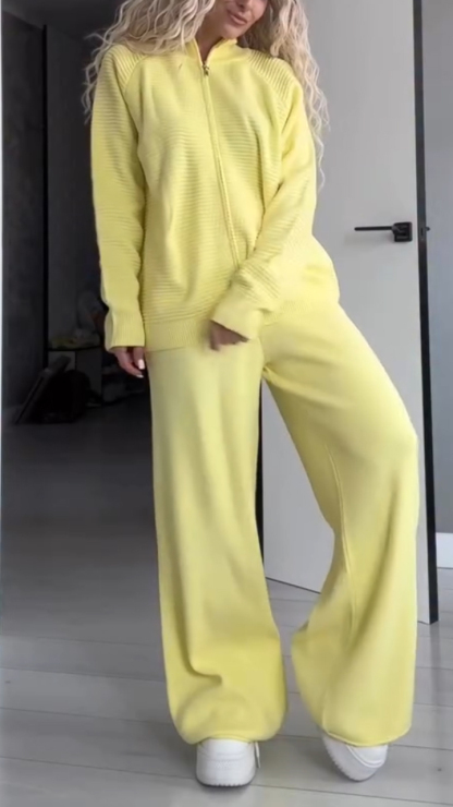 Women Solid Color Loose Casual Suit