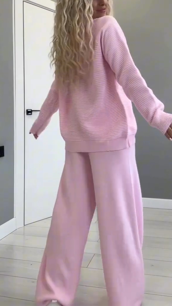 Women Solid Color Loose Casual Suit