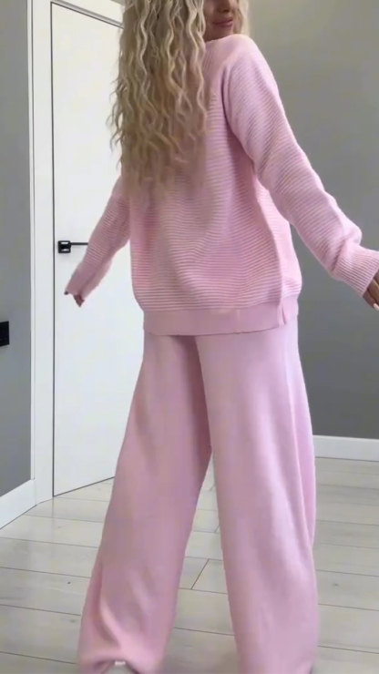 Women Solid Color Loose Casual Suit