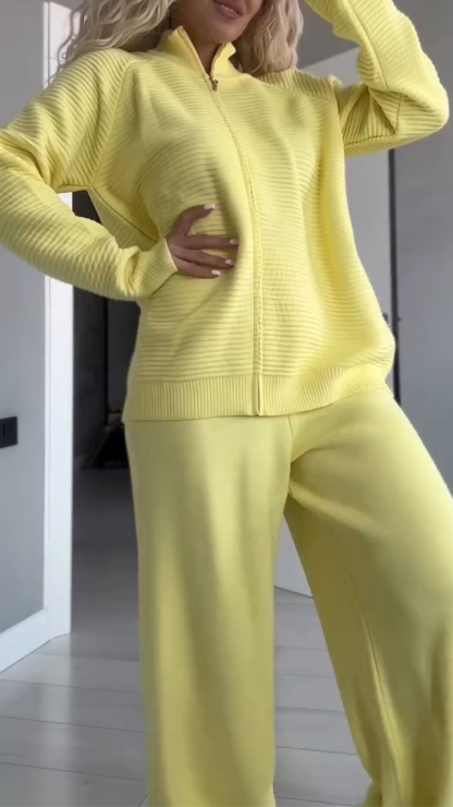 Women Solid Color Loose Casual Suit