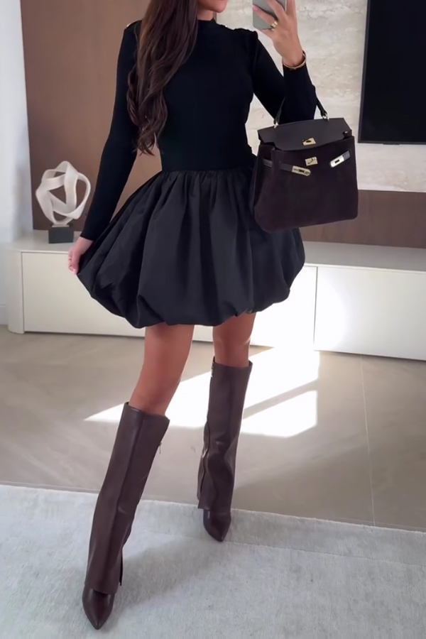 Women Ballet Elegant Splicing Large Bud Dress