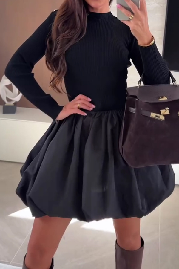 Women Ballet Elegant Splicing Large Bud Dress