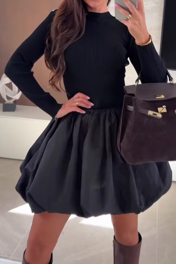 Women Ballet Elegant Splicing Large Bud Dress