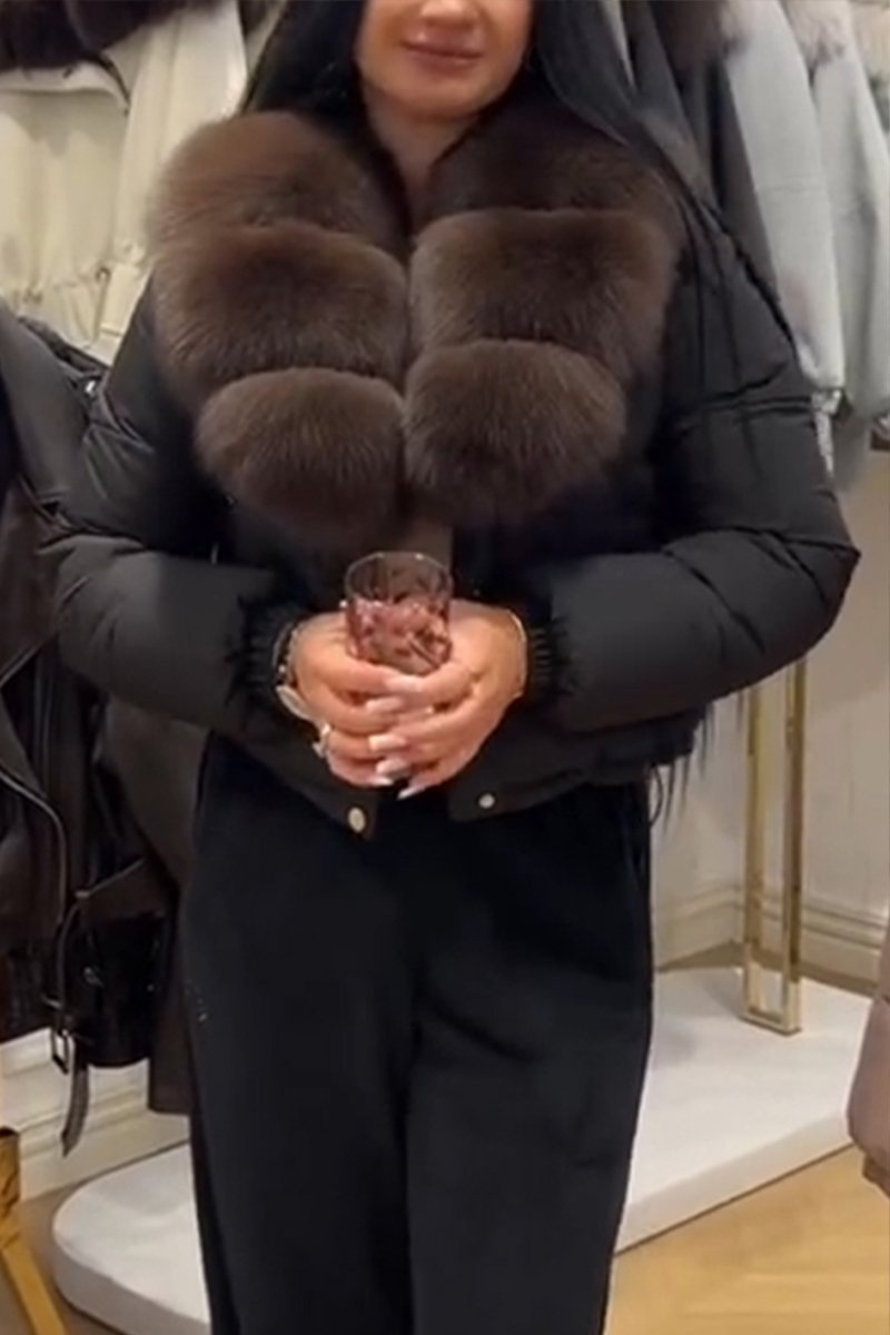 Women Fur Collar Waterproof Casual Cotton Jacket