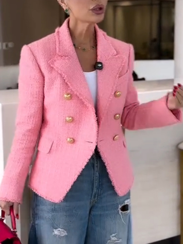 Women Lapel Double-breasted Temperament Commuter Jacket