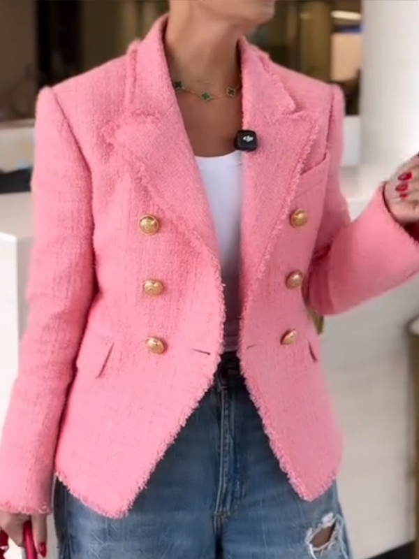 Women Lapel Double-breasted Temperament Commuter Jacket