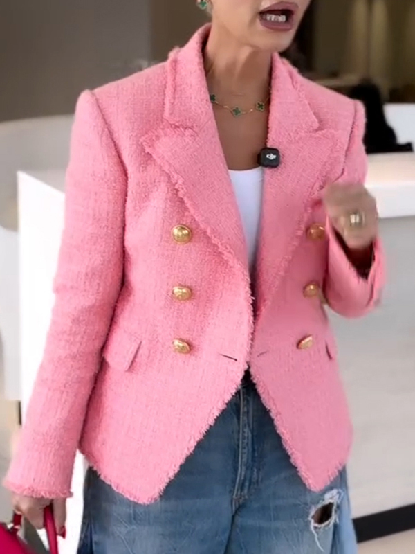 Women Lapel Double-breasted Temperament Commuter Jacket