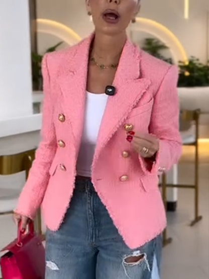 Women Lapel Double-breasted Temperament Commuter Jacket