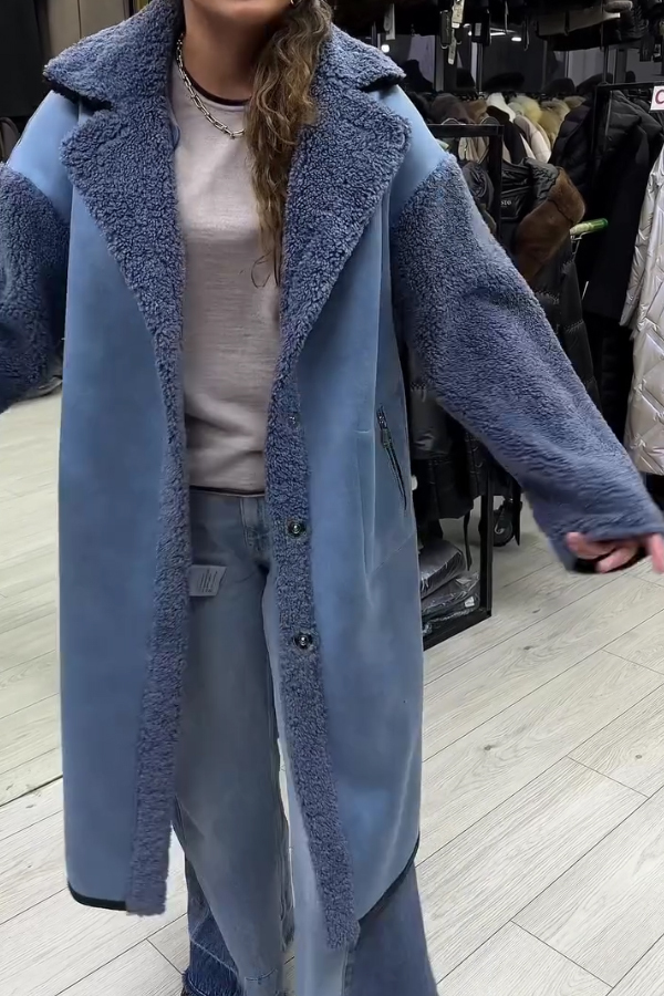 Women Casual Plush Striped Pattern Reversible Jacket