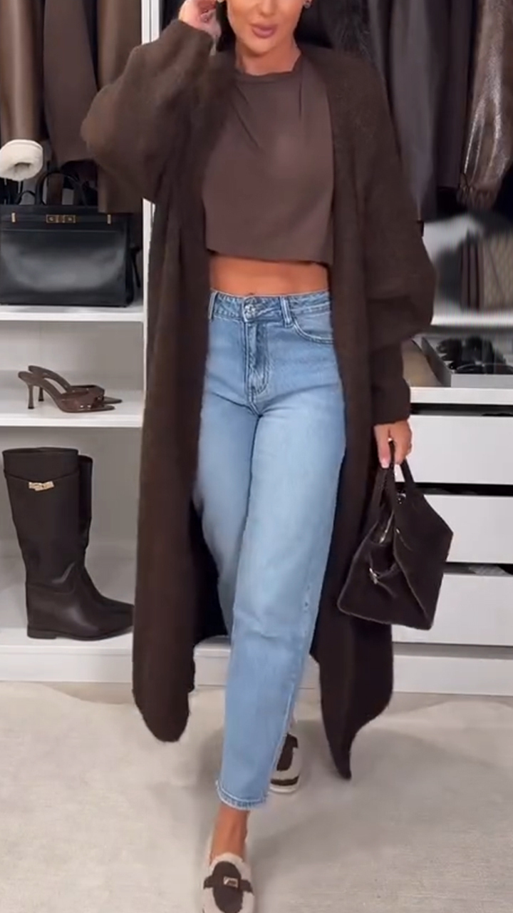 Women Solid Color Casual Knitted Cardigan