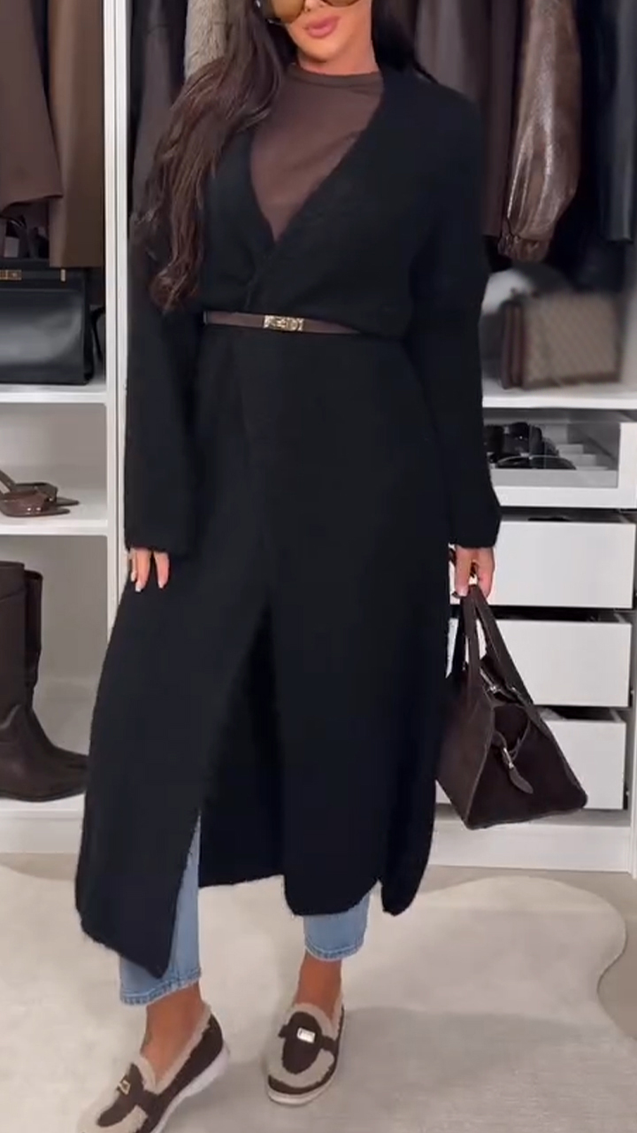 Women Solid Color Casual Knitted Cardigan