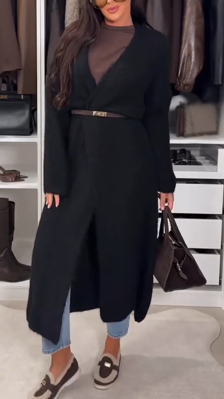 Women Solid Color Casual Knitted Cardigan