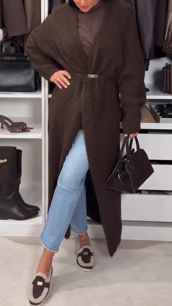 Women Solid Color Casual Knitted Cardigan