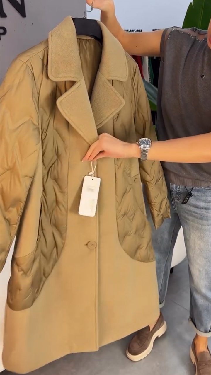 Women Lapel Stitching Solid Color Casual Cotton Jacket